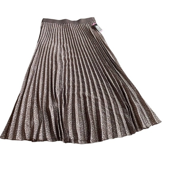 Vince Camuto Pleated Midi Skirt Tan Brown Cafe White Small XXL Floral Workwear - Picture 6 of 10